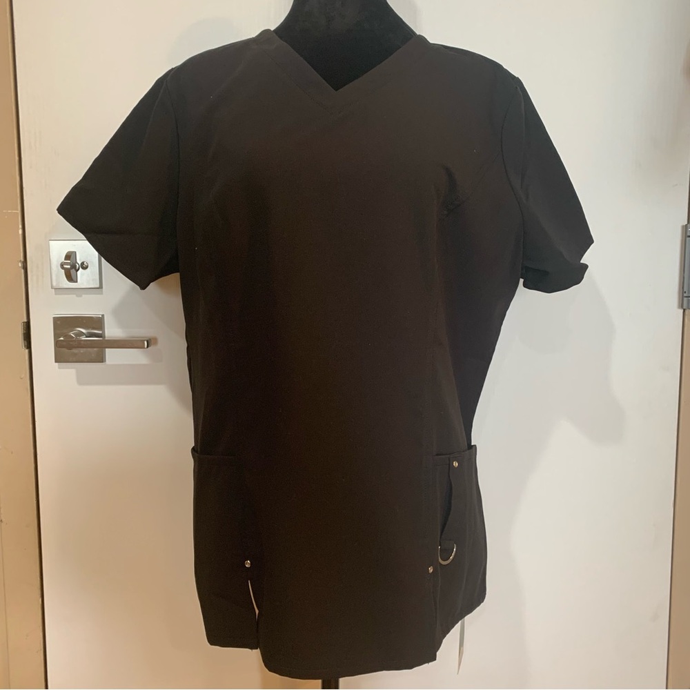 HALARA V-Neck Xtra Large Short Sleeve 2 Pockets Split Hem Stud Work Blouse/Scrub
